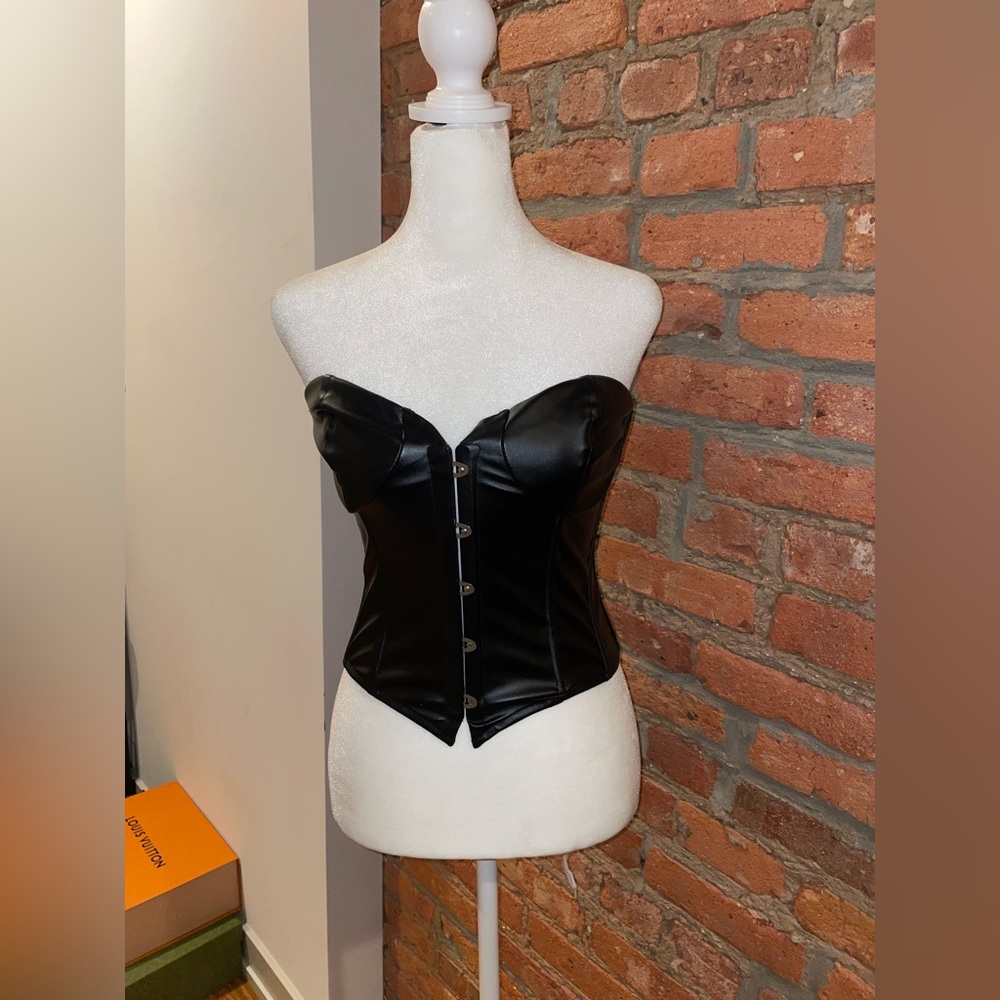 Black leather corset